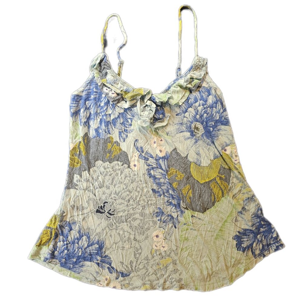 5/$25 Floral Boho Ruffle Neck Tank Top